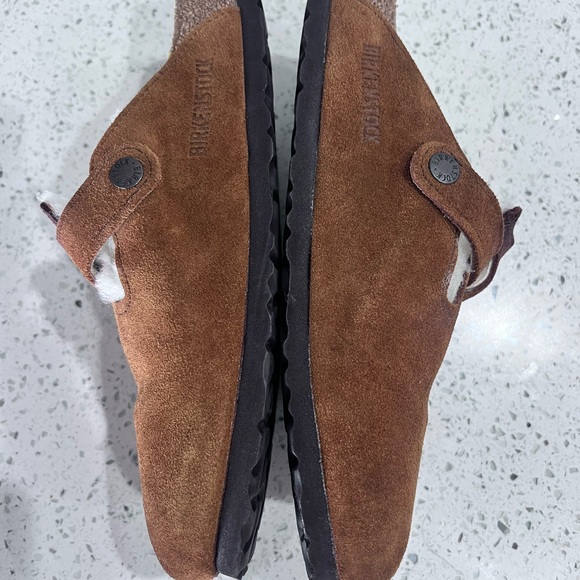 Birkenstock NEW Tan/Brown Suede Shearling Bosten Clogs sz 39 Sz 7.5 Women’s - Picture 16 of 16